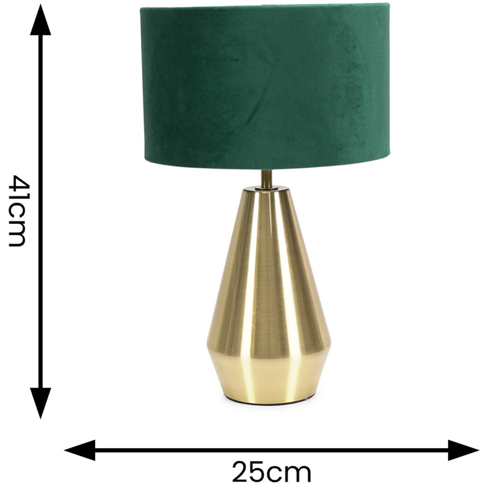 ValueLights Jax Green Velvet Shade Antique Brass Touch LED Table Lamp Image 6