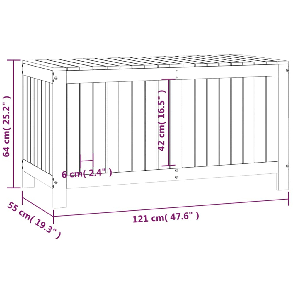 vidaXL 64 x 121 x 55cm Brown Pine Wood Garden Storage Box Image 9
