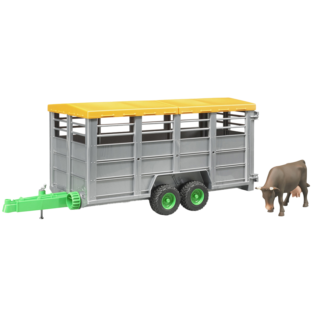 Bruder Kids Livestock Trailer Playset Model with Cow Figure Image 1