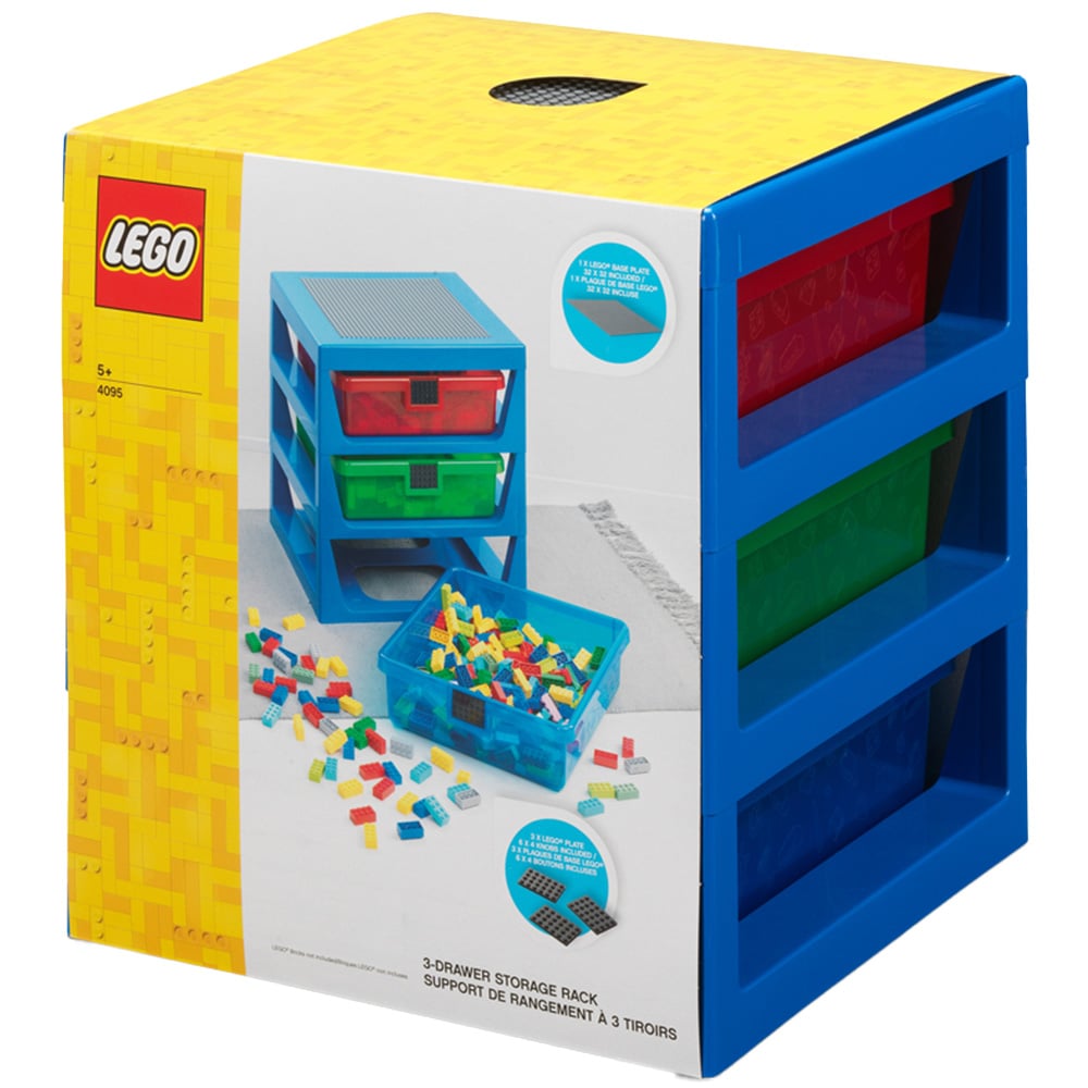 LEGO 3 Drawer Blue Storage Rack Image 1