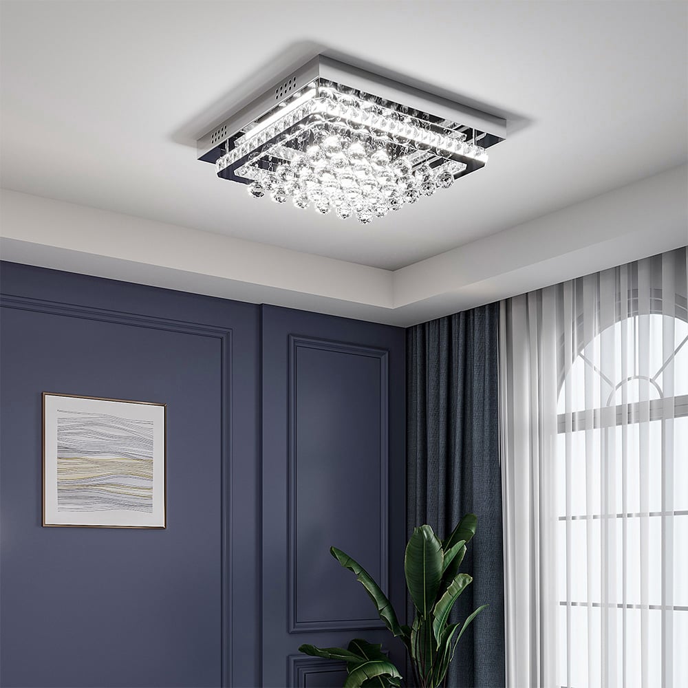Living and Home Crystal LED Flush Mount Ceiling Light Image 2
