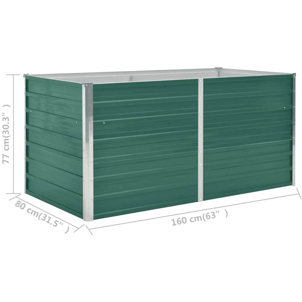 vidaXL Green Galvanised Steel Raised Garden Bed 160 x 80 x 77cm Image 6