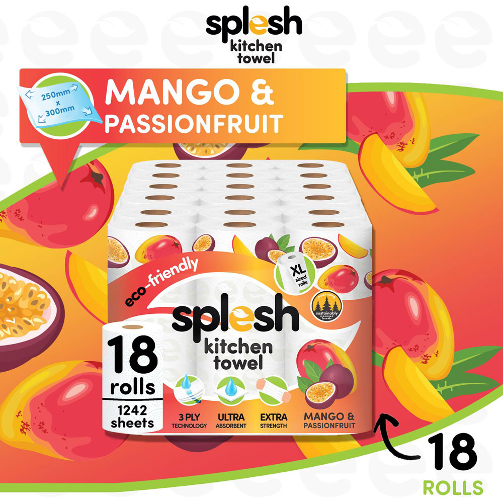 Splesh Mango and Passionfruit XL Kitchen Towel 3 Ply 18 Pack Image 4