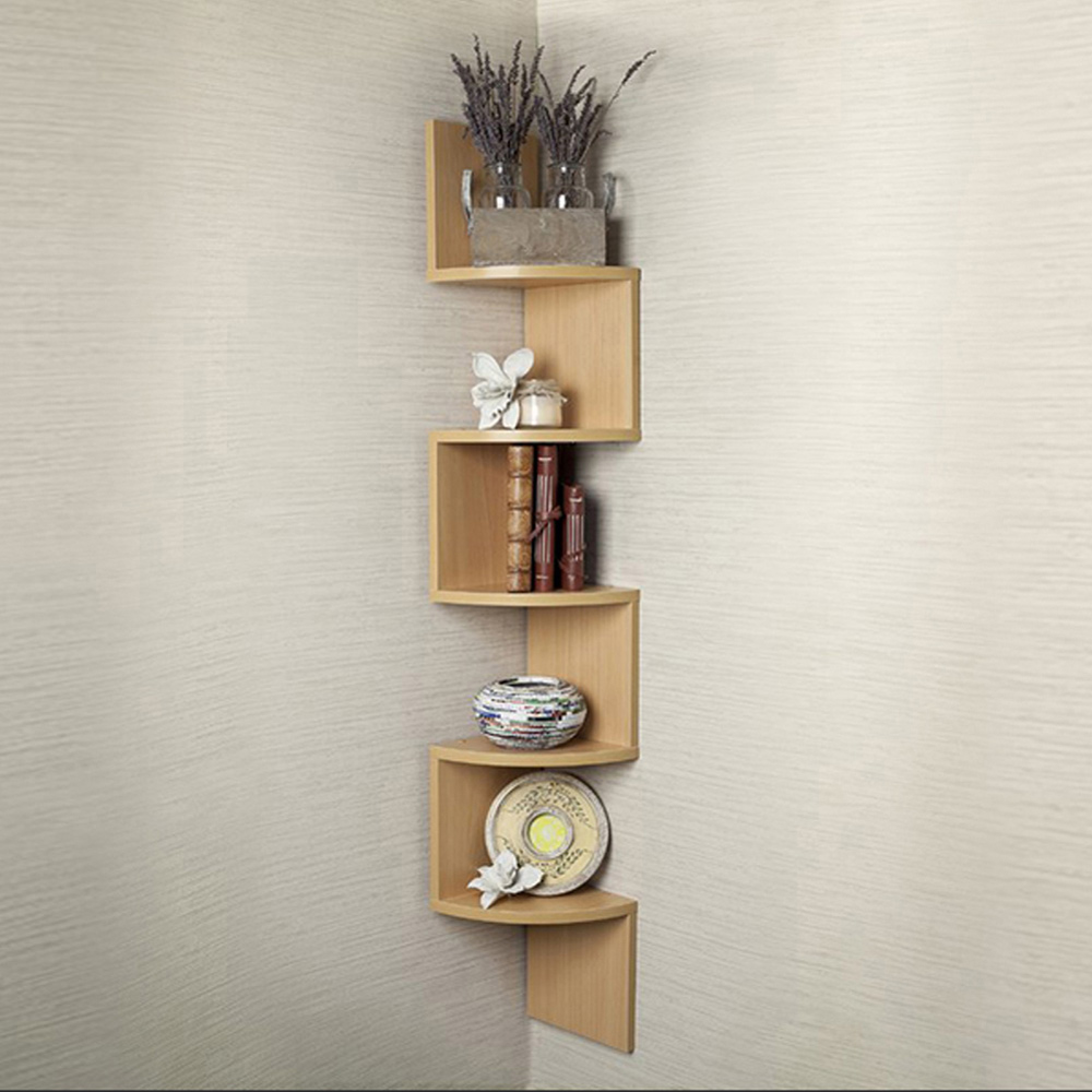 Living and Home Multi Tiered Natural Wall Corner Shelf 19.5 x 122cm Image 6