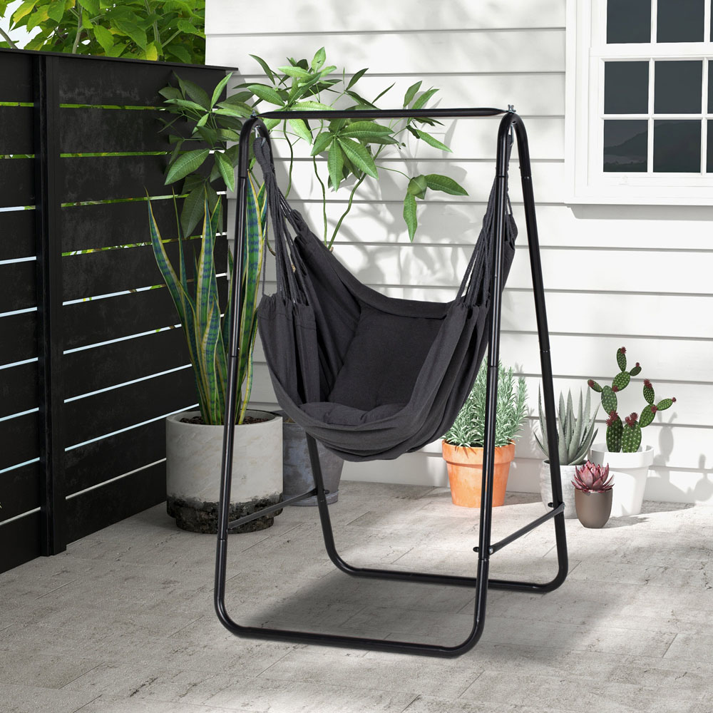 Outsunny Dark Grey Hammock with Stand Image 4