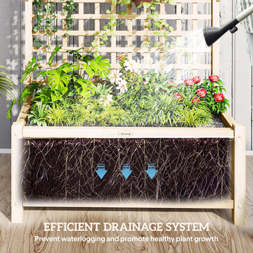 Outsunny Natural Wooden Garden Planter with Trellis 183 x 45 x 90cm Image 6