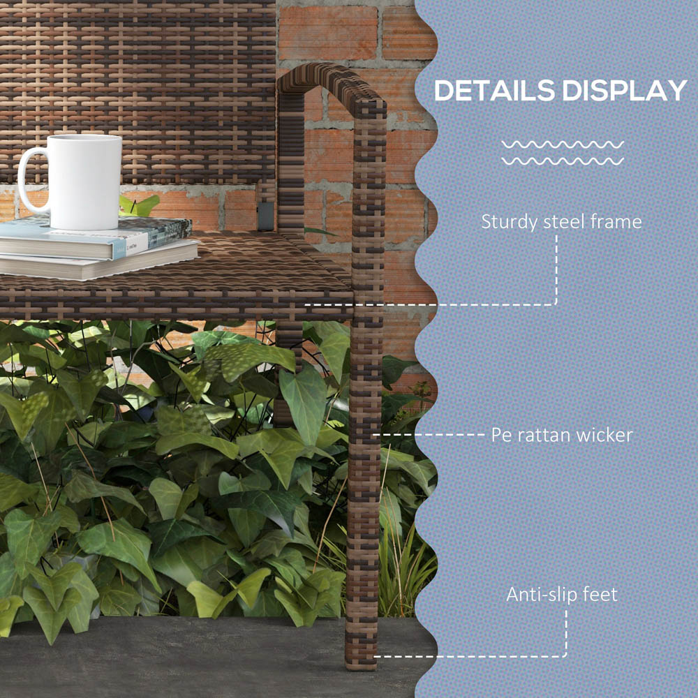 Outsunny 2 Seater Brown Rattan Garden Loveseat Bench Image 7