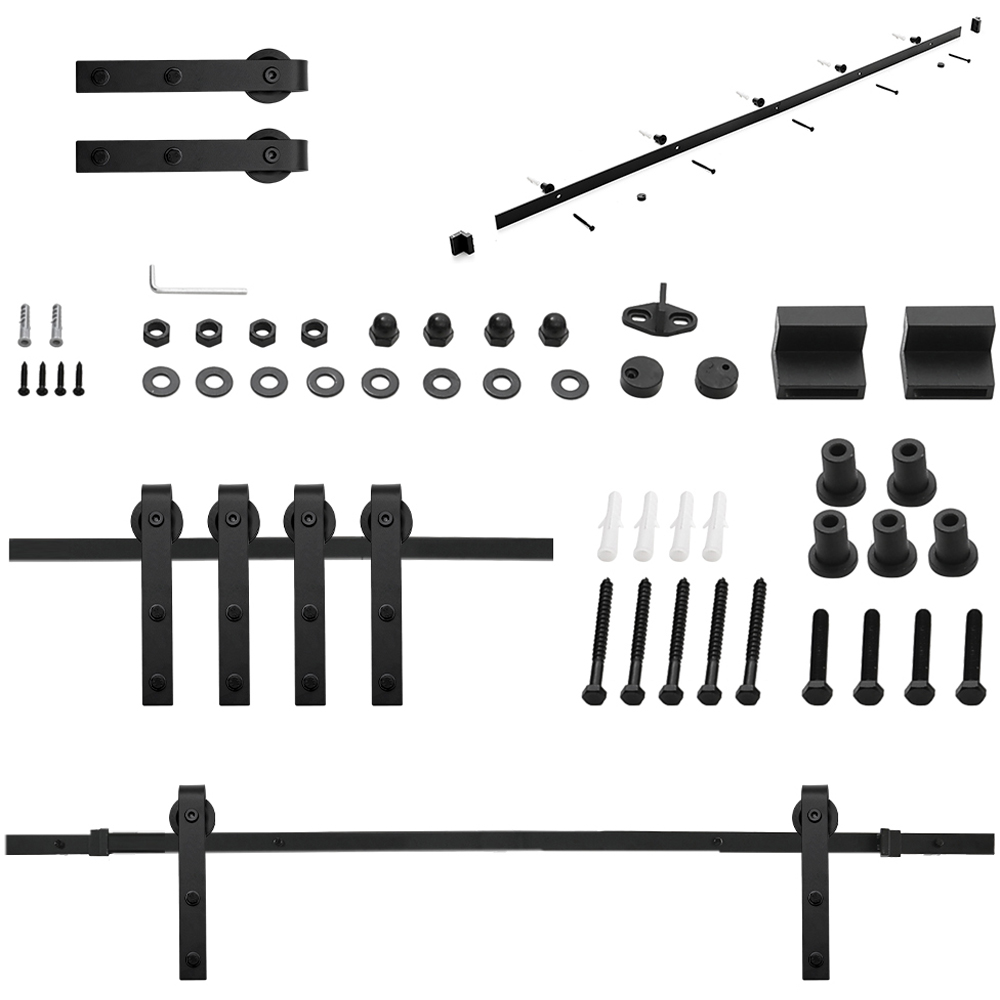 Living and Home Rustic J Shaped Barn Door Hardware Kit 1.83m Image 2