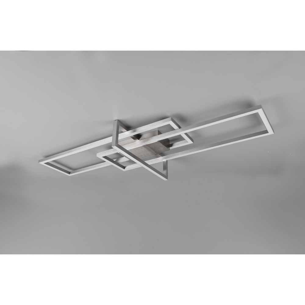 TRIO Salinas Matt Nickel Rectangular LED Ceiling Light Image 3