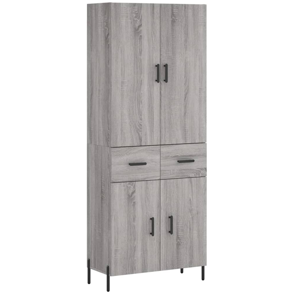vidaXL 4 Door 2 Drawer Grey Sonoma Highboard Image 2