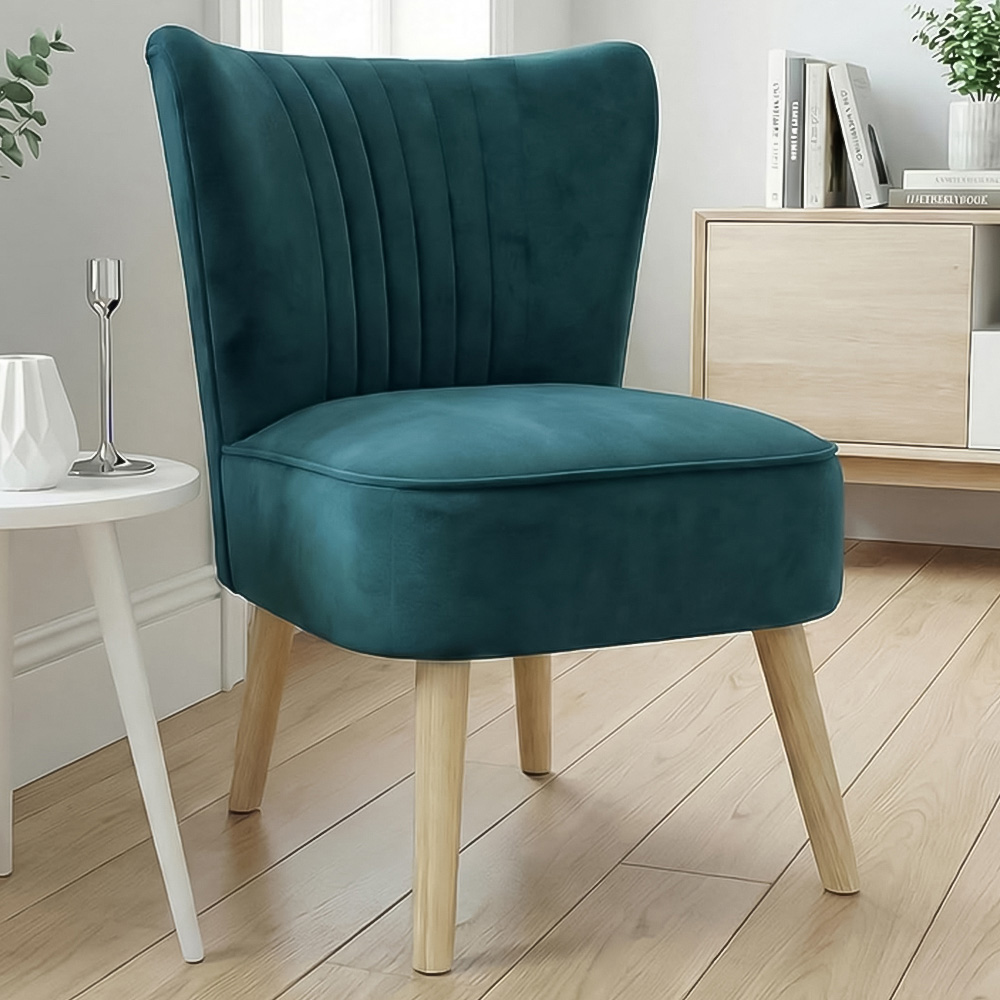 Alivio Green Velvet Upholstered Modern Accent Chair Image 1