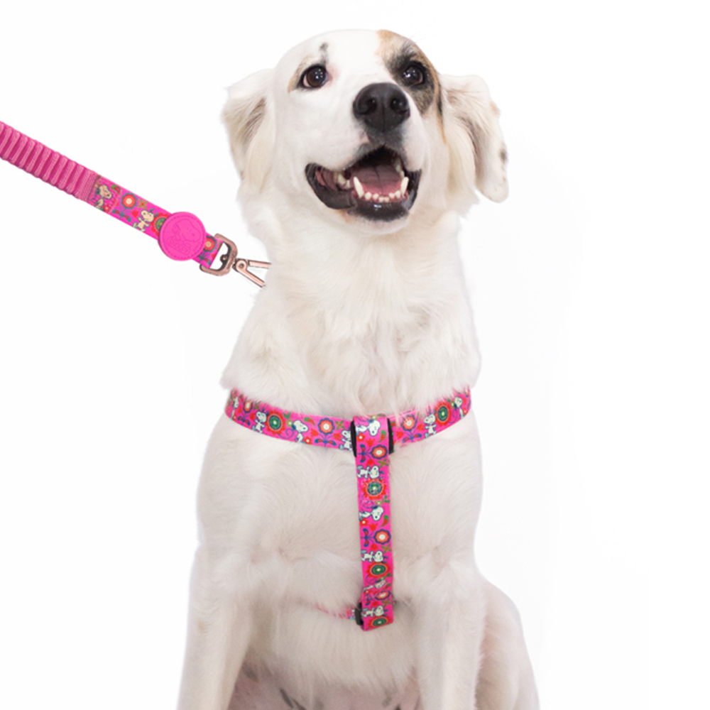 Snoopy Medium Pink Flower Dog Harness Image 2
