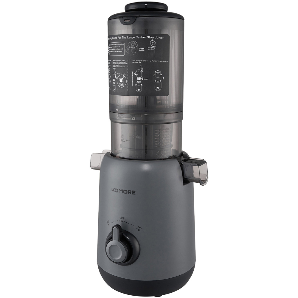 Komore EK090051 Grey Slow Masticating Cold Press Juicer with 130mm Chute 200W Image 1