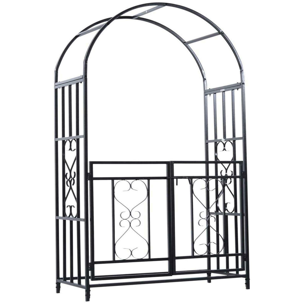 Eurotrade 113 x 210cm Black Metal Trellis Garden Gate Image 2