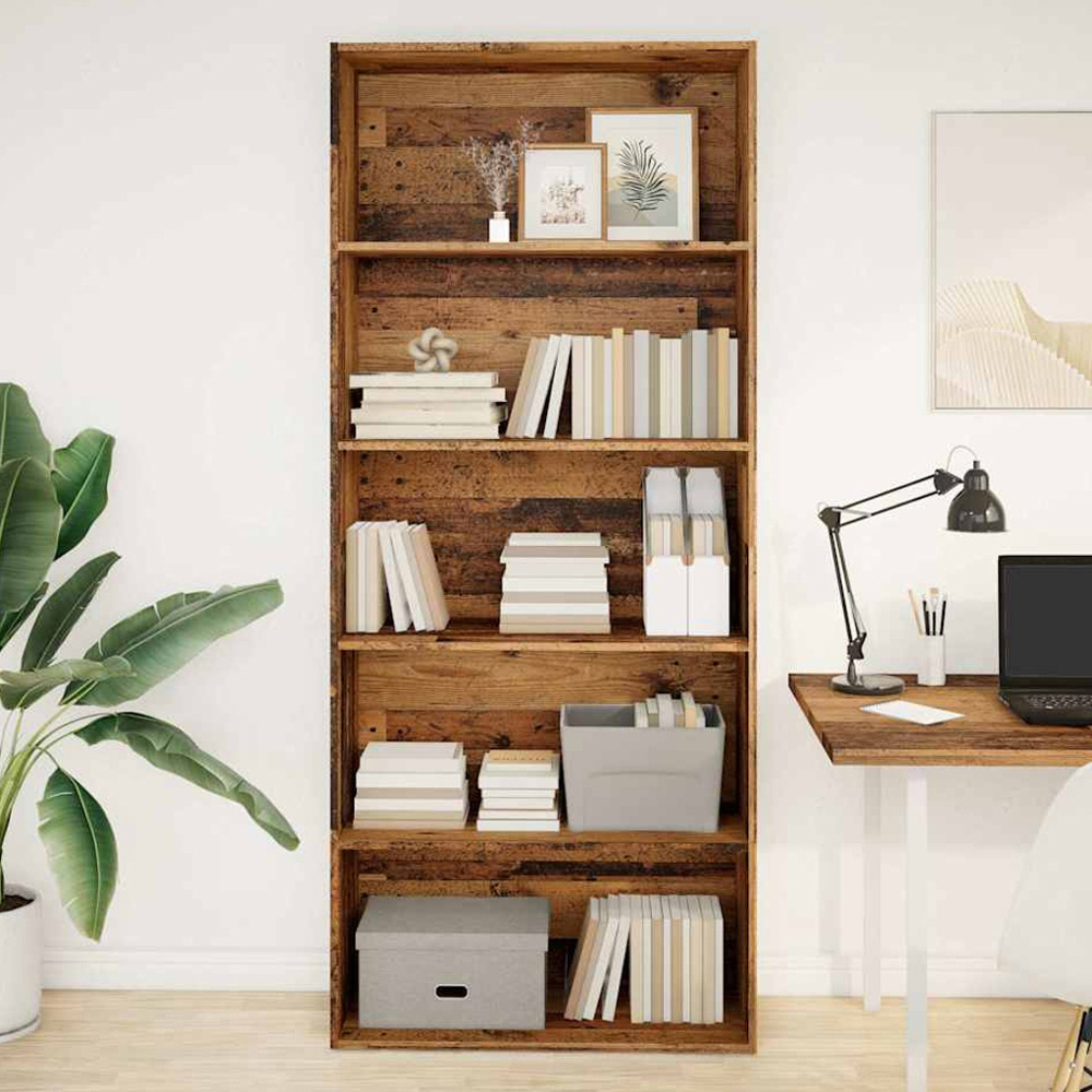 vidaXL 5 Shelf Old Wood Bookcase Image 1