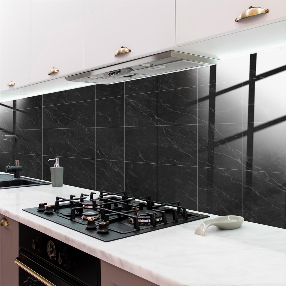 Walplus Dark Grey Marble Stone Tile Sticker 12 Pack Image 2