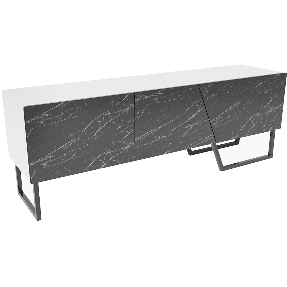 Decorotika Parla 3 Door Black Marble and White TV Unit Image 2