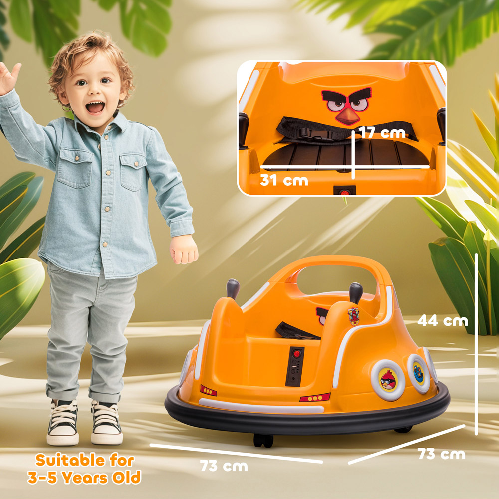 Tommy Toys Orange Angry Bird Kids Licensed Bumper Car with Joysticks Image 9