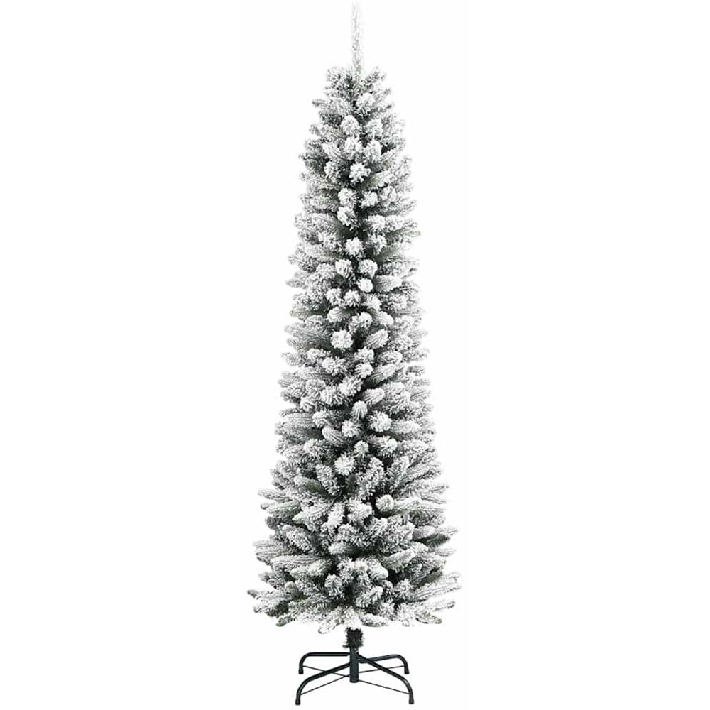 vidaXL Pre-Lit Warm White LED and Lilac Baubles White Artificial Christmas Tree with Stand 7ft Image 3