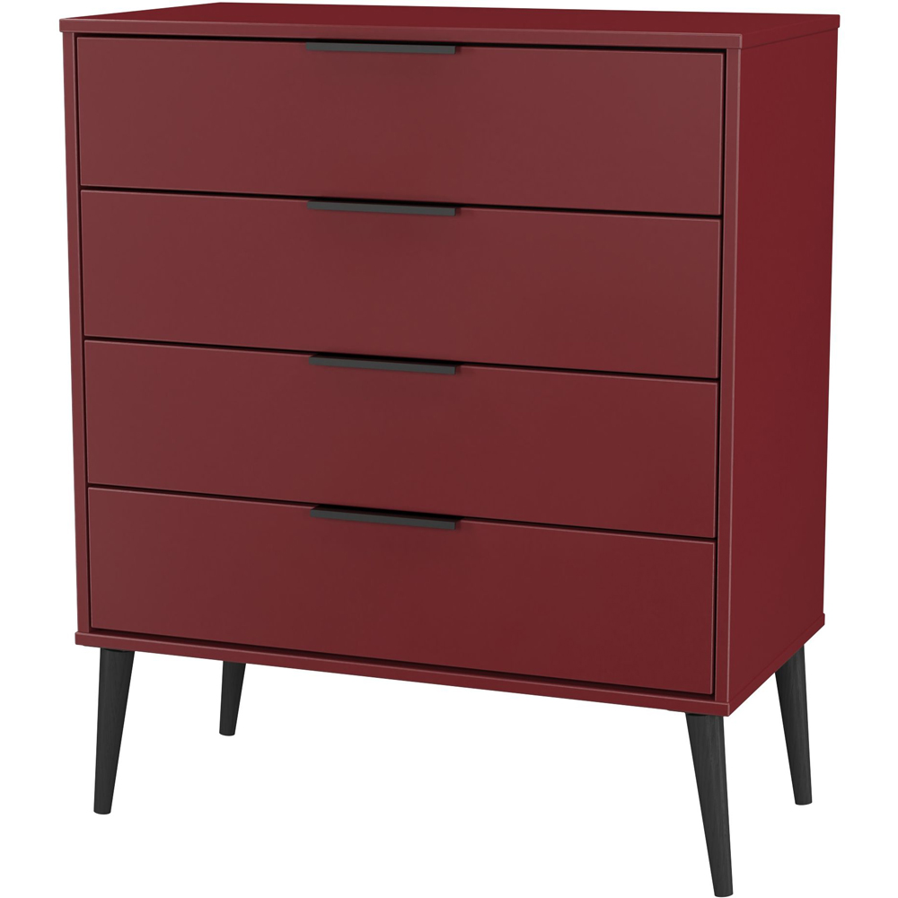 Crowndale Hong Kong 4 Drawer Red Matt Chest of Drawers Ready Assembled Image 4