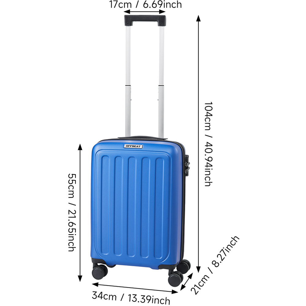H&O Direct Blue Wide Vertical Stripe Hardside Carry-On Suitcase with Spinner Wheels Image 6