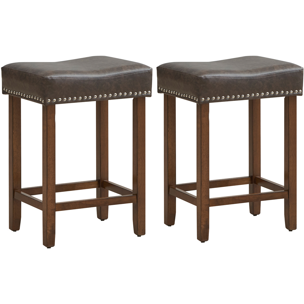 Costway Grey Counter Height Saddle Stool Set of 2 Image 2