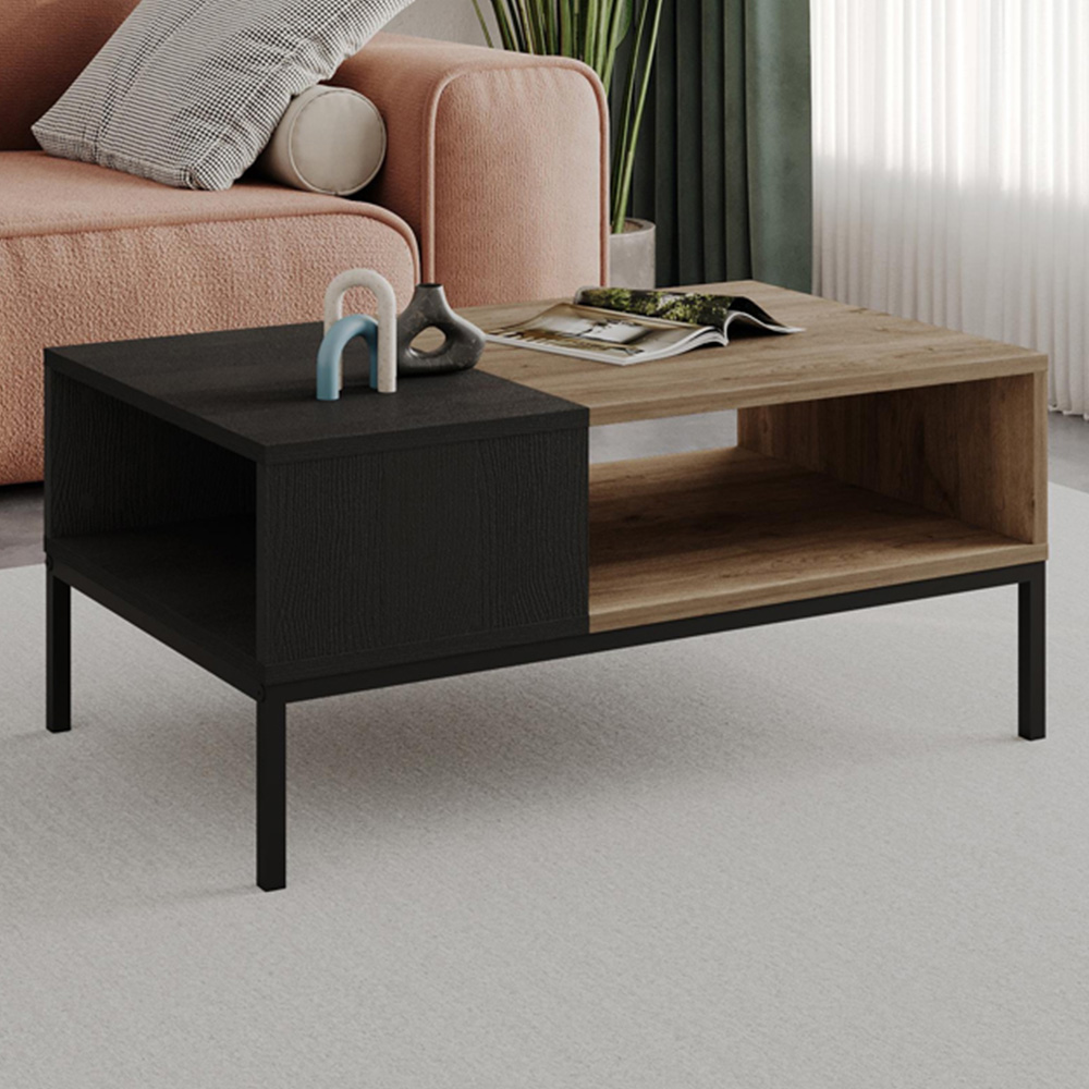 Decortie Cailin Single Shelf Natural Oak Coffee Table Image 1