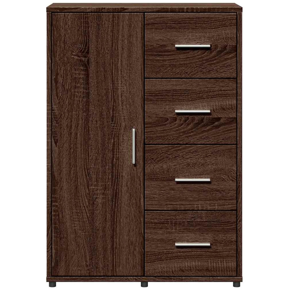 vidaXL Single Door 4 Drawer Brown Oak Sideboard Set of 2 Image 6