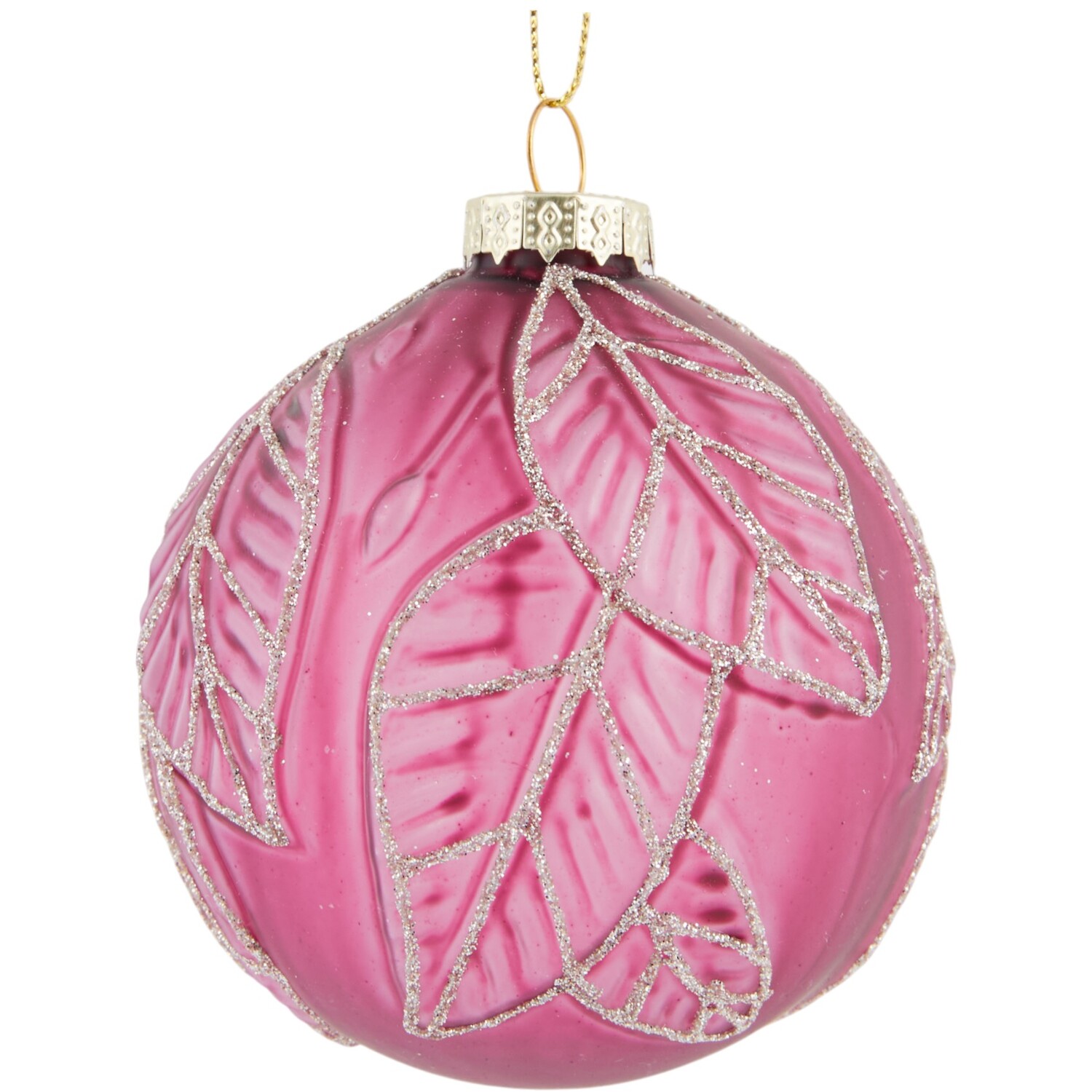 Plum Glitter Ridged Bauble Image 2
