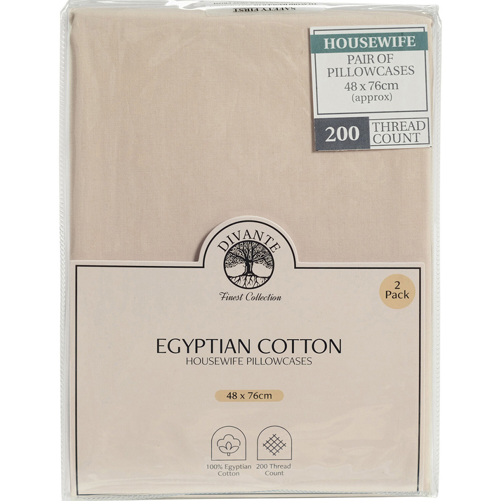 Pack of 2 Egyptian Cotton Housewife Pillowcases Natural Image 1