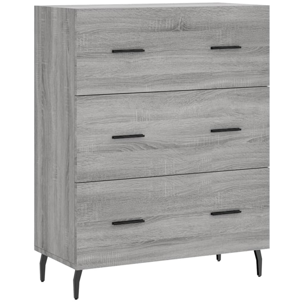 vidaXL 3 Drawer Grey Sonoma Sideboard Image 2