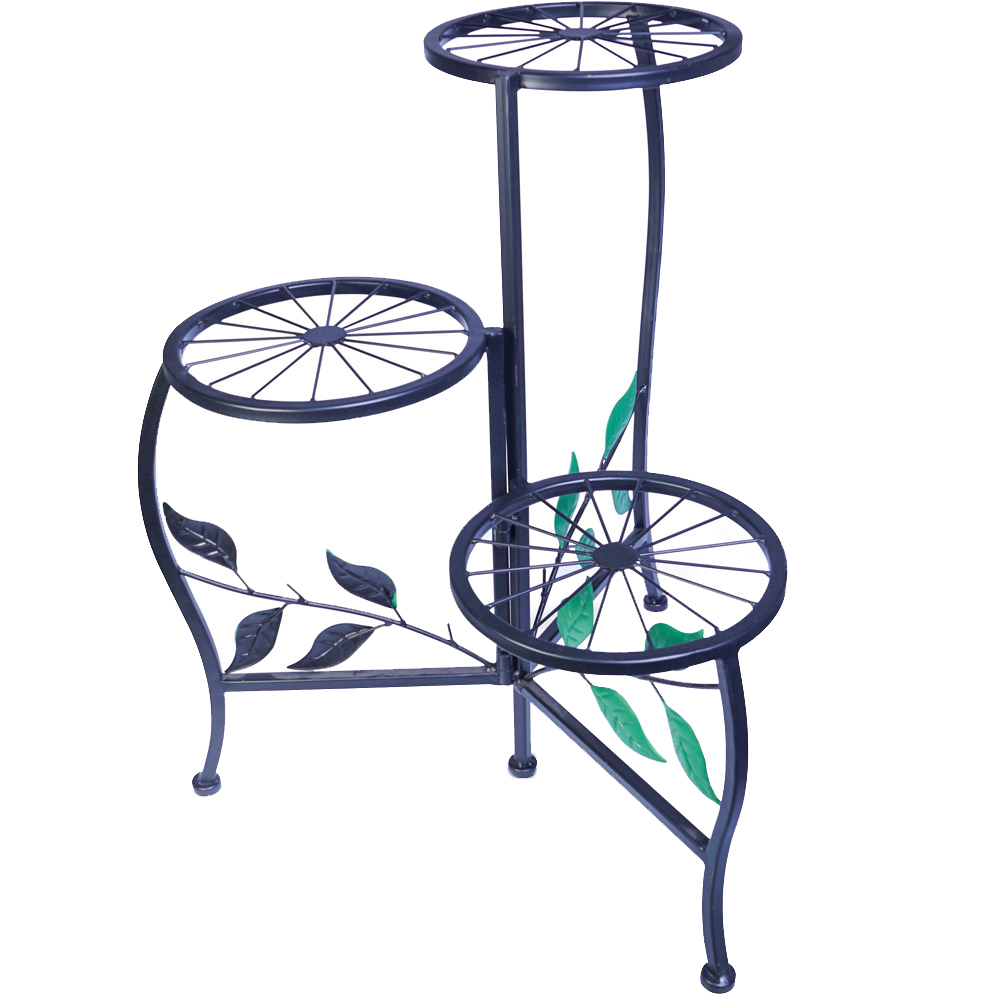 Best4 3 Tier Black Metal Garden Plant Stand Image 1