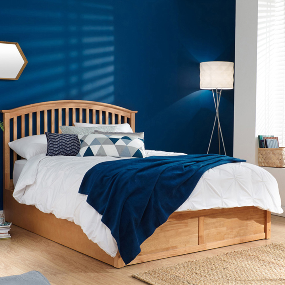 GFW Madrid King Size Oak Wood Wooden Ottoman Bed Image 1