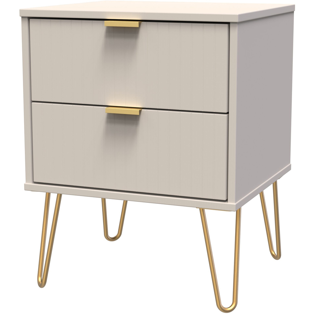 Crowndale Linear 2 Drawer Kashmir Matt Bedside Table Ready Assembled Image 2