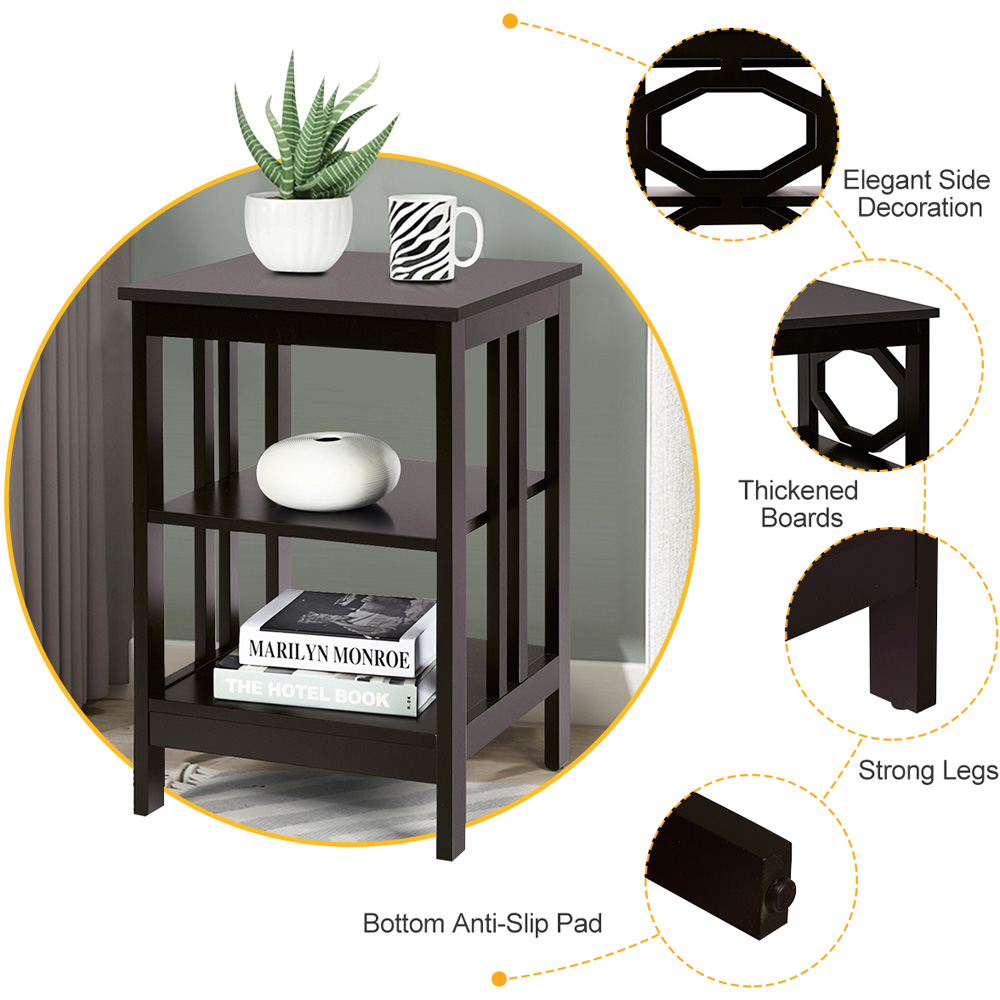 Costway 2 Shelf Coffee Bedside Table Image 7