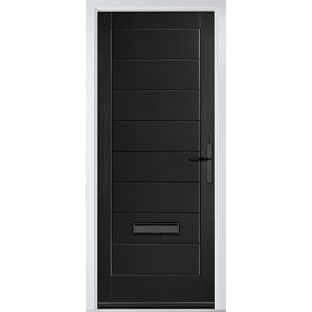 Crystal-Direct Monza Solid Black GRP No Glass Left Hand Open Front Door 890 x 2090mm Image 1