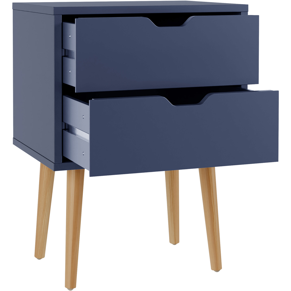 GFW Nyborg 2 Drawer Nightshadow Blue Bedside Table Image 4