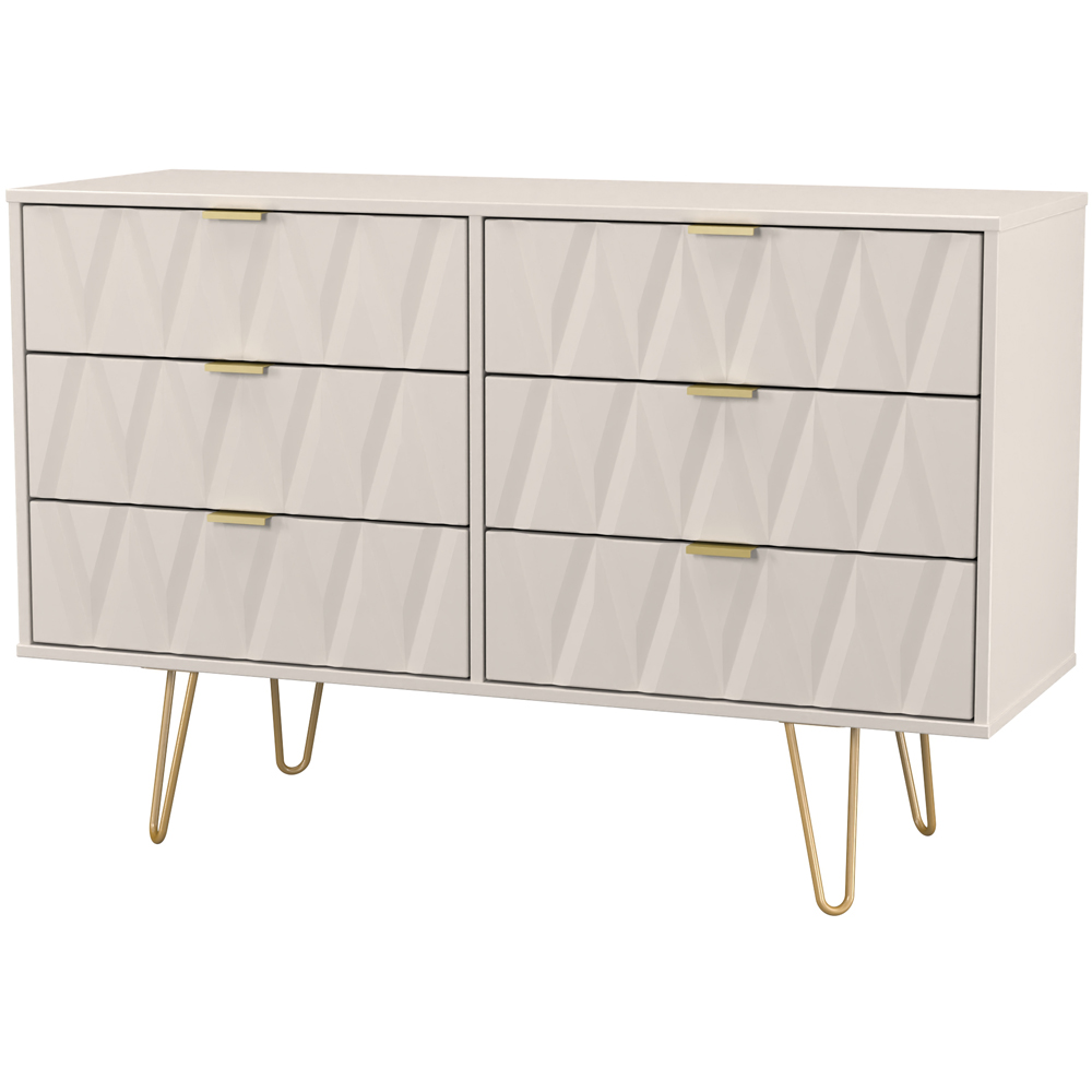 Crowndale Diamond 6 Drawer Kashmir Matt Wide Chest of Drawers Ready Assembled Image 2