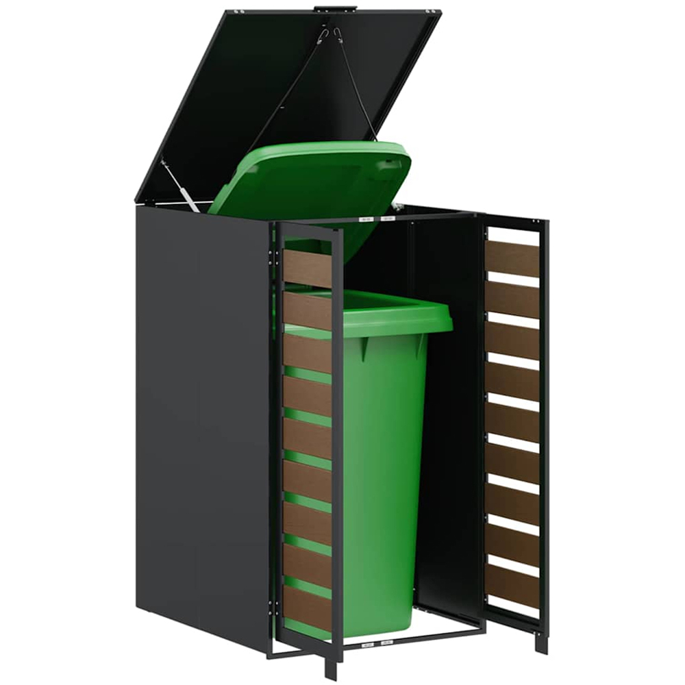 vidaXL Anthracite and Brown Wheelie Bin Storage Shed Image 3