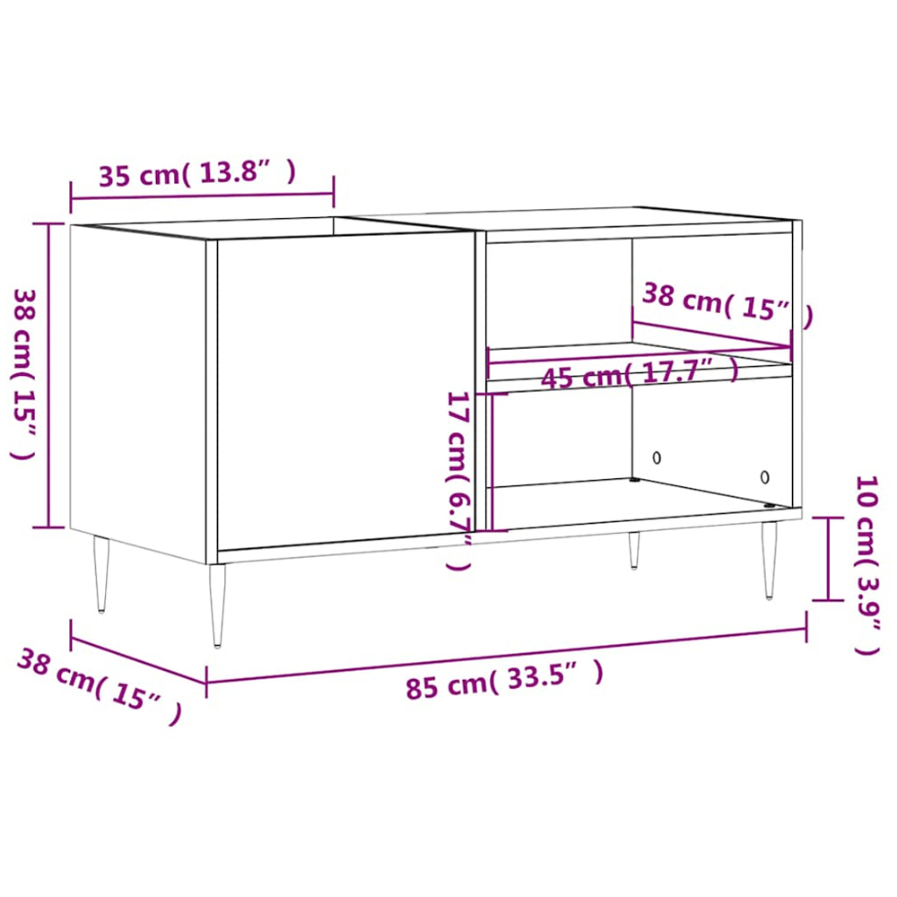 vidaXL 2 Shelf White Record Cabinet Image 9