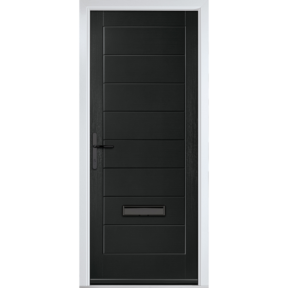 Crystal-Direct Monza Solid Black GRP No Glass Right Hand Open Front Door 890 x 2090mm Image 1