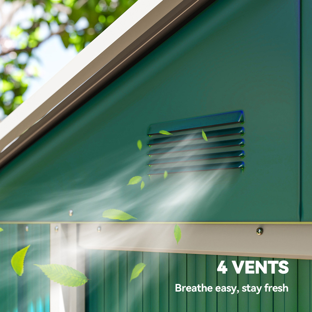 Outsunny 6.3 x 3.6ft Green Metal Apex Garden Shed Image 6