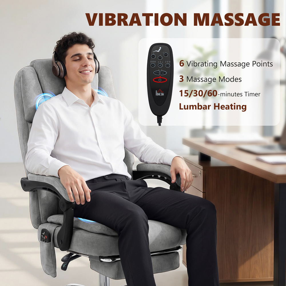 Portland Grey Massage and Heat Executive Office Chair Image 8