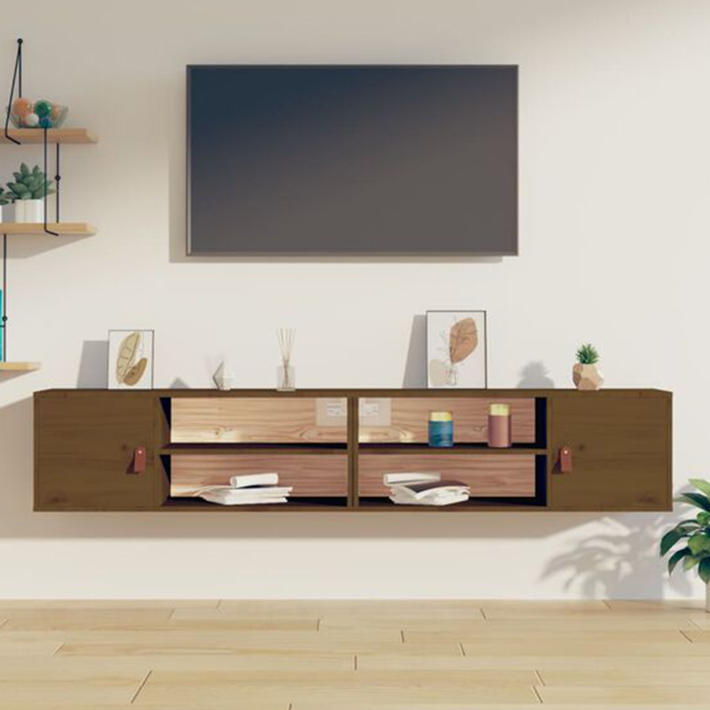 vidaXL Single Door 2 Shelf Brown Wall Cabinet 2 Pack Image 1