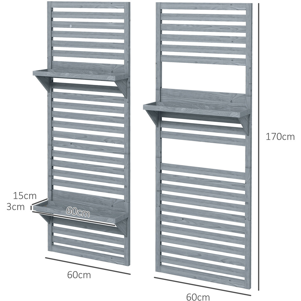 Outsunny Grey Wall Mounted Plant Stand with Trellis Set of 2 Image 7