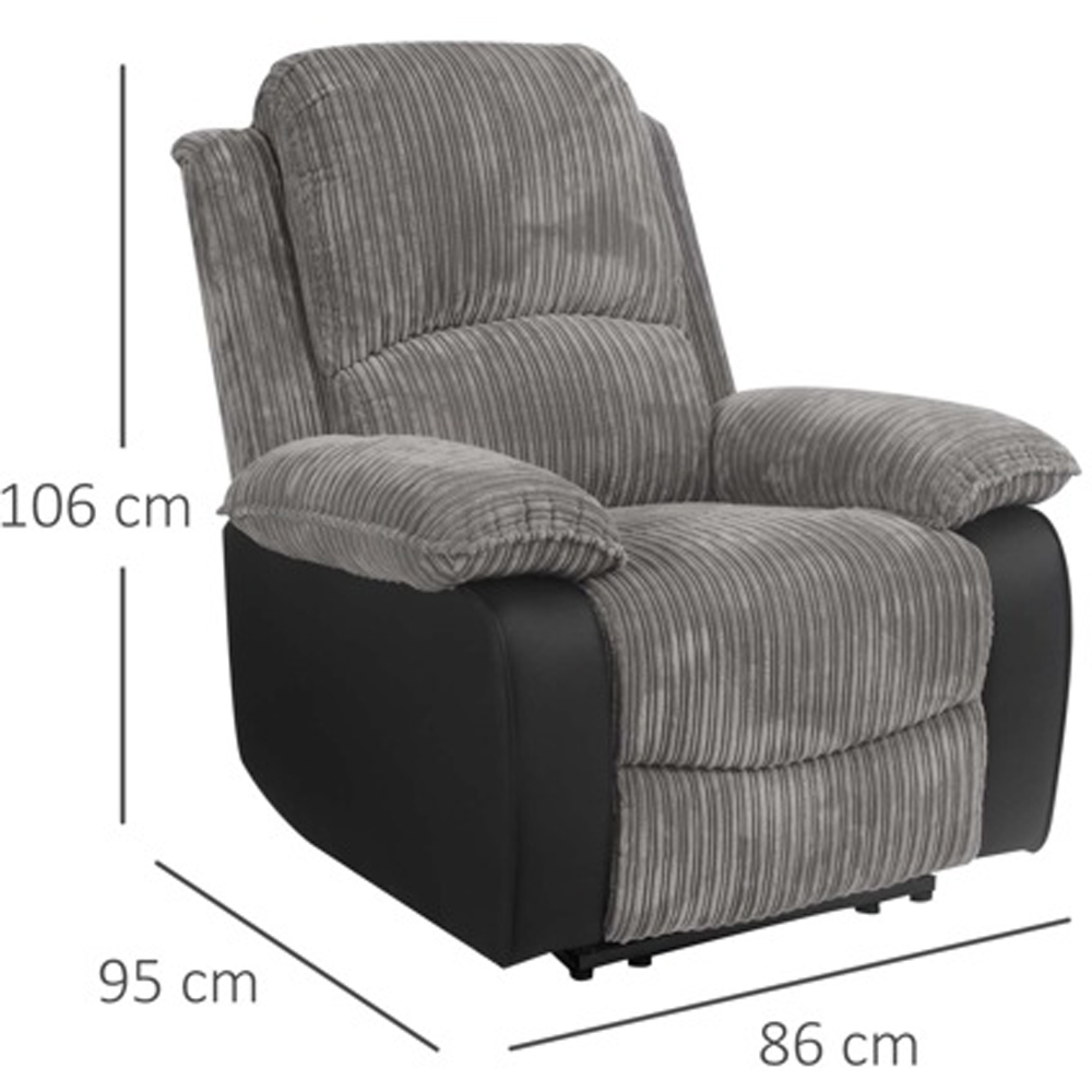 Comfy Living Grey Cord Fabric Electric Recliner Chair Image 8