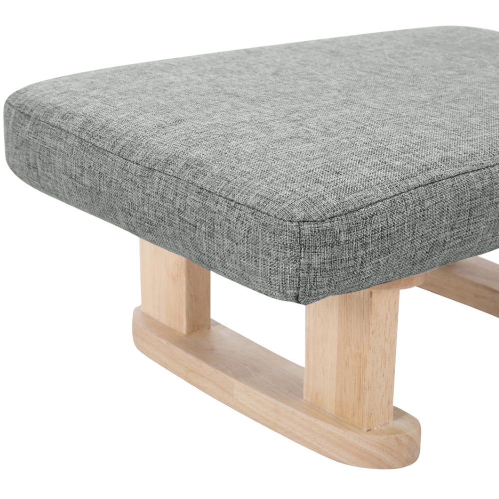 Living and Home Grey Padded Rocking Wooden Footstool Image 4