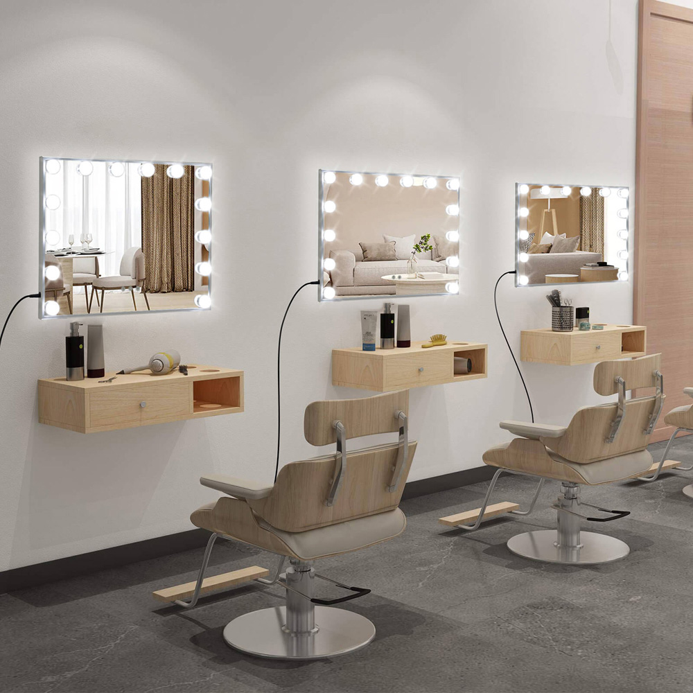 Costway LED Light Tabletop Wall Mirror 50 x 43cm Image 5