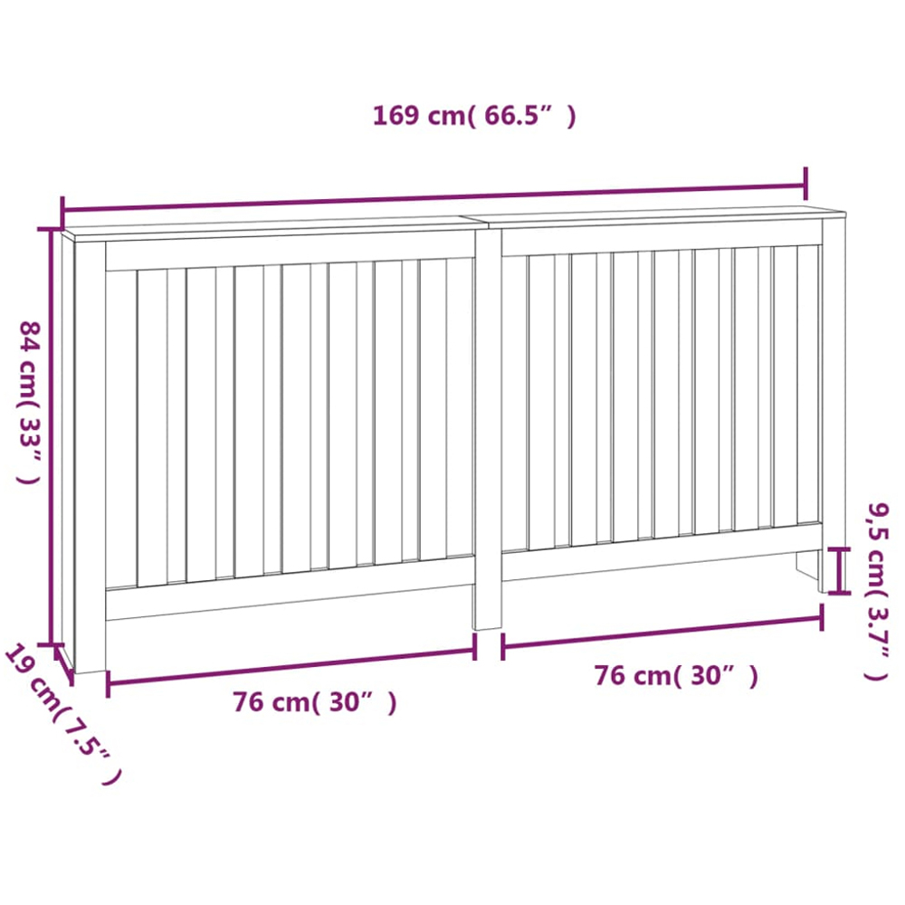 vidaXL Grey Pine Wood Radiator Cover 840 x 1690mm Image 6