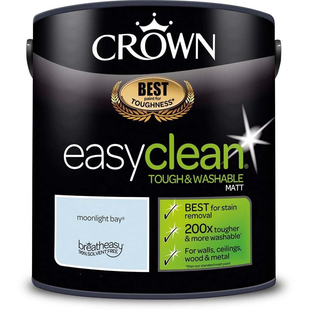 Crown Easyclean Moonlight Bay Matt Emulsion Multisurface Paint 2.5L Image 2